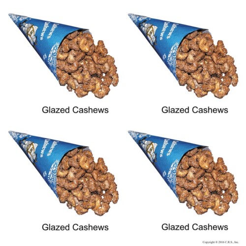 Cinnamon Glazed Roasted Cashews in 4 Cone Pack
